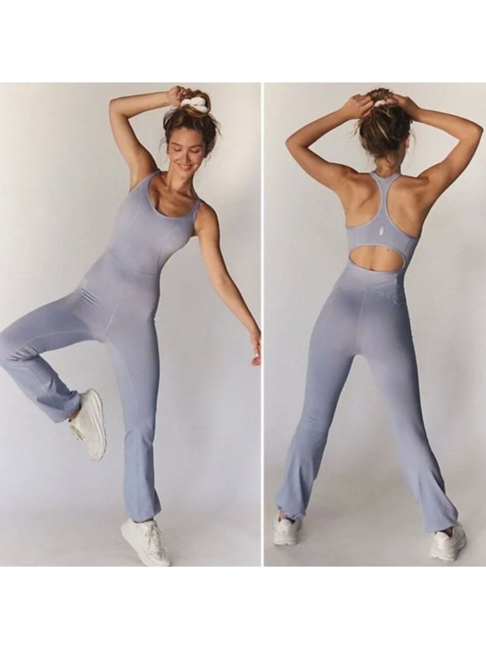 FREE PEOPLE MOVEMENT let's bounce jumpsuit in dusted cerulean size L